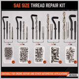 HORUSDY 300-piece thread repair kit with twist drills, screw taps, helicoil inserts, and storage case