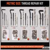 HORUSDY 300-piece thread repair kit with twist drills, screw taps, helicoil inserts, and storage case