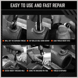 HORUSDY 300-piece thread repair kit with twist drills, screw taps, helicoil inserts, and storage case