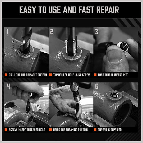 HORUSDY 300-piece thread repair kit with twist drills, screw taps, helicoil inserts, and storage case