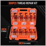 HORUSDY 300-piece thread repair kit with twist drills, screw taps, helicoil inserts, and storage case