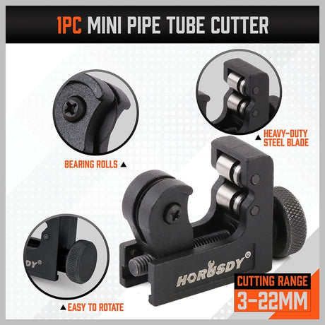  pipe and tube cutter tool kit with deburring tool for copper, plastic, aluminum, and brass tubing, includes storage case