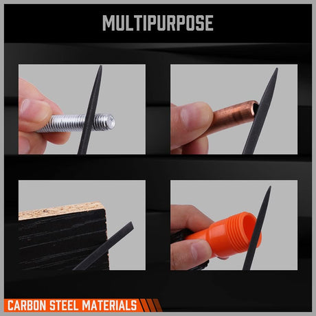 Mini needle file set with rubber handles for precision filing on metal, wood, and plastic by HORUSDY