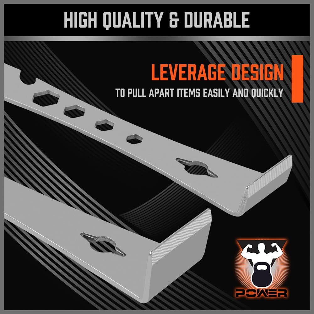 HORUSDY 2-piece stainless steel pry bar and scraper set with nail puller, bottle opener, and multi-size hex holes