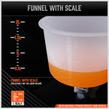 HORUSDY no spill coolant funnel kit with scale, shut-off valve, and multi-size adapters for radiator filling and automotive cooling system maintenance