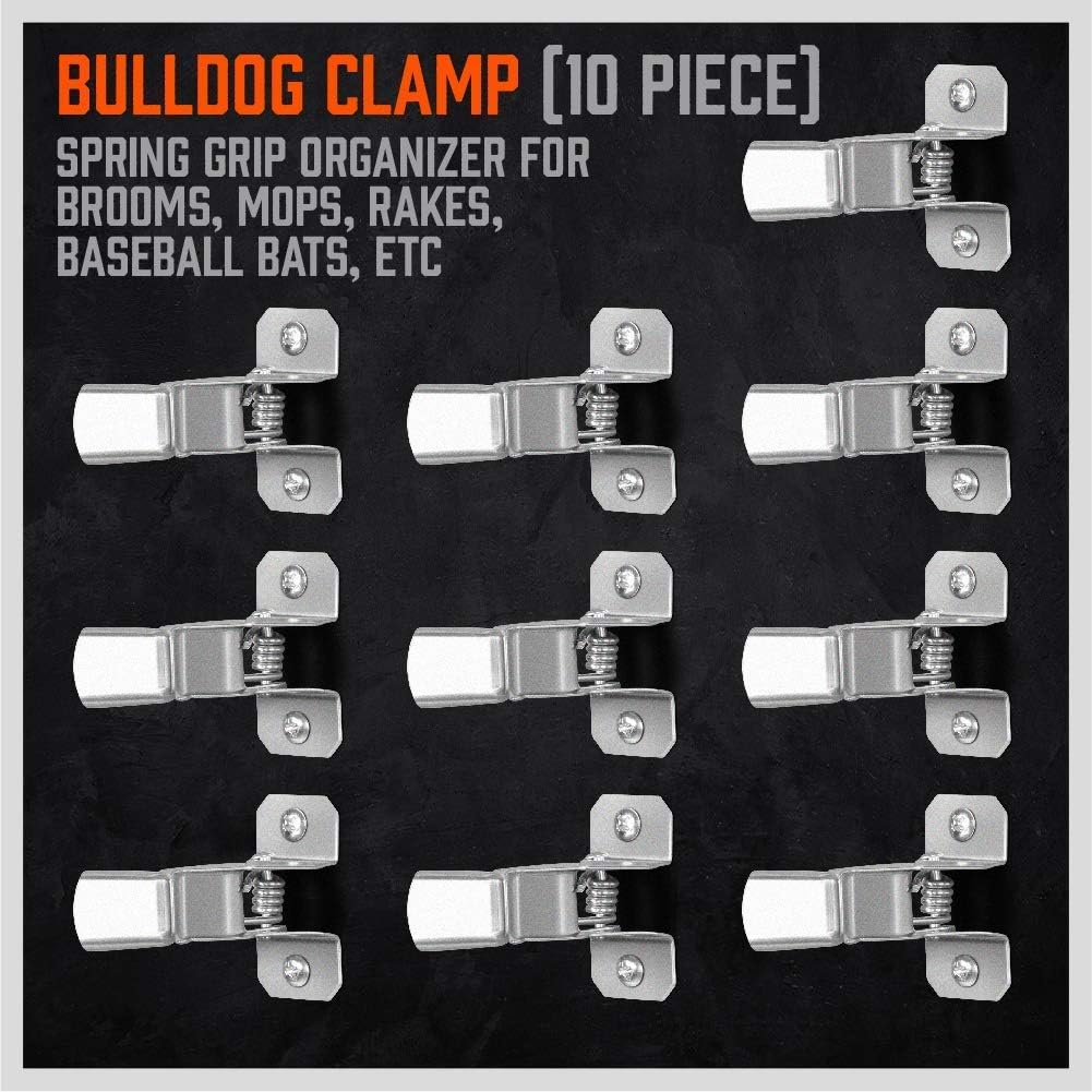 HORUSDY spring-loaded bulldog clamps for tool storage, garage, and garden organization