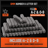 HORUSDY 6mm metal letter and number stamp set for jewelry, leather, and metal marking, with storage case