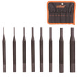 HORUSDY 8-piece pin punch set with labeled sizes and storage pouch for gunsmithing and mechanical repairs