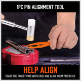 HORUSDY 22-piece roll pin punch set with dual-head hammer, brass, steel, plastic punches, and organized carry case.