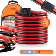 HORUSDY 25FT jumper cables with LED light, smart protector, heavy duty clamps, and carry bag for car battery jump start