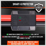 HORUSDY 25FT jumper cables with LED light, smart protector, heavy duty clamps, and carry bag for car battery jump start
