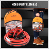 HORUSDY 25FT jumper cables with LED light, smart protector, heavy duty clamps, and carry bag for car battery jump start