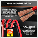 HORUSDY 25FT jumper cables with LED light, smart protector, heavy duty clamps, and carry bag for car battery jump start