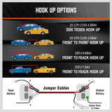 HORUSDY 25FT jumper cables with LED light, smart protector, heavy duty clamps, and carry bag for car battery jump start
