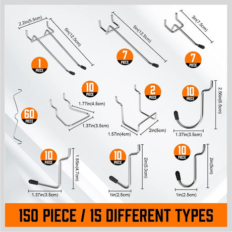 HORUSDY pegboard hooks and bins for wall mounted garage tool storage and organization