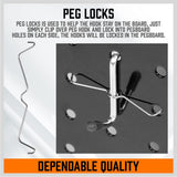 HORUSDY pegboard hooks and bins for wall mounted garage tool storage and organization