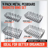 HORUSDY metal pegboard baskets for garage tool storage organization