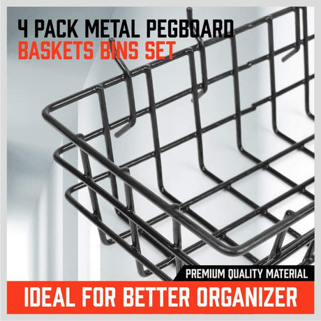 HORUSDY metal pegboard baskets for garage tool storage organization