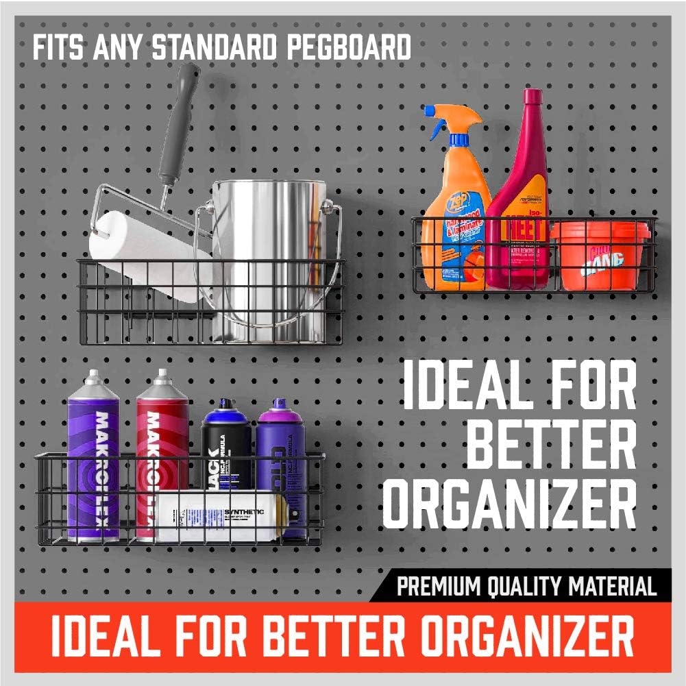 HORUSDY metal pegboard baskets for garage tool storage organization