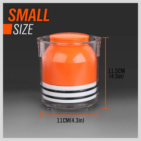 Manual bearing grease packer with clear cup and spring-loaded plunger for wheel bearings up to 3.5 inches, no air line or grease gun needed