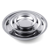 3-piece stainless steel magnetic parts tray set with strong base magnets in 3, 4, and 6 inch sizes