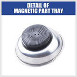 3-piece stainless steel magnetic parts tray set with strong base magnets in 3, 4, and 6 inch sizes