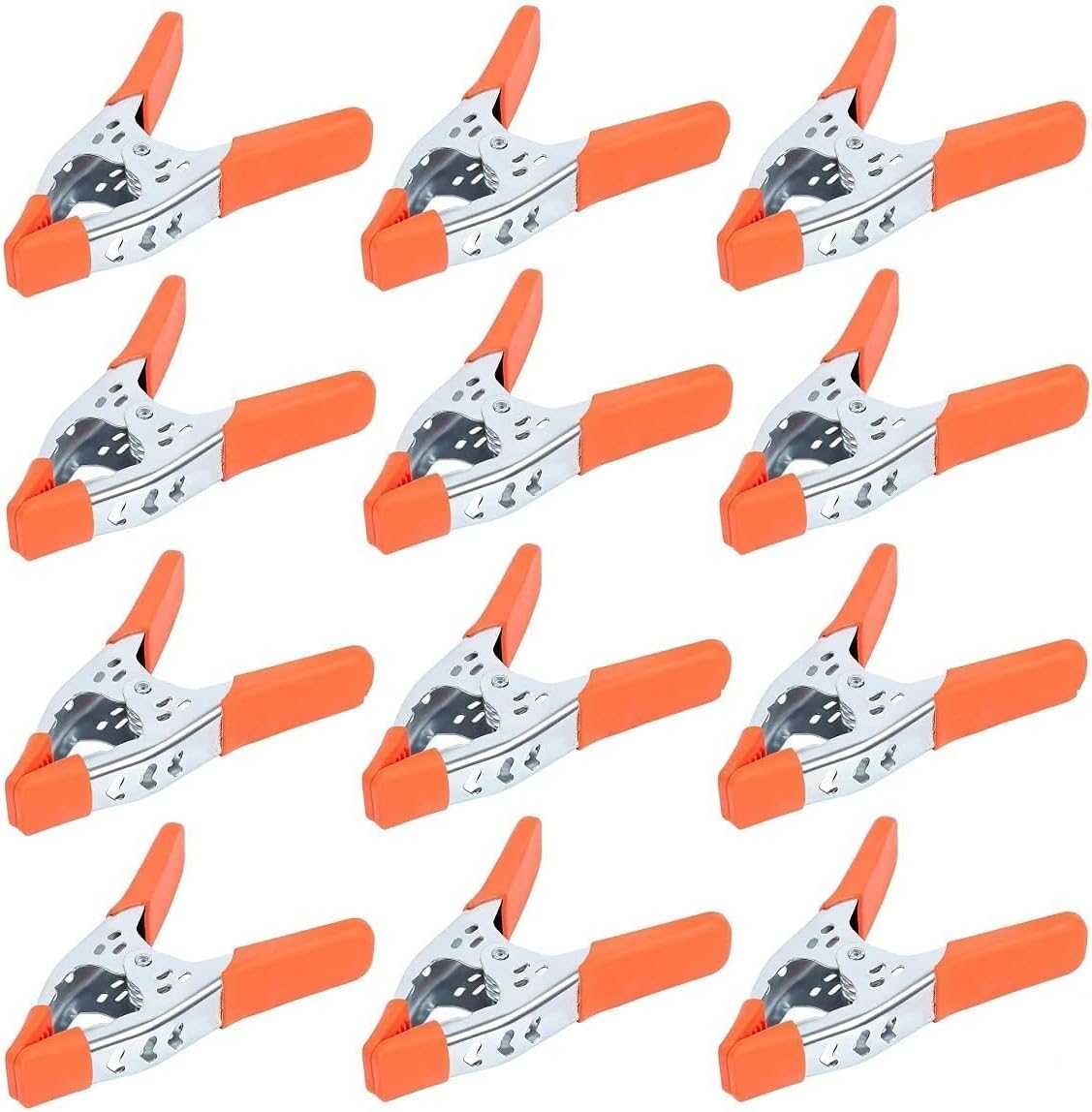 6-inch heavy duty metal spring clamps with orange PVC tips for woodworking, crafting, and home improvement