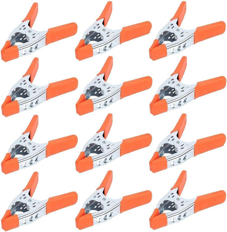 6-inch heavy duty metal spring clamps with orange PVC tips for woodworking, crafting, and home improvement
