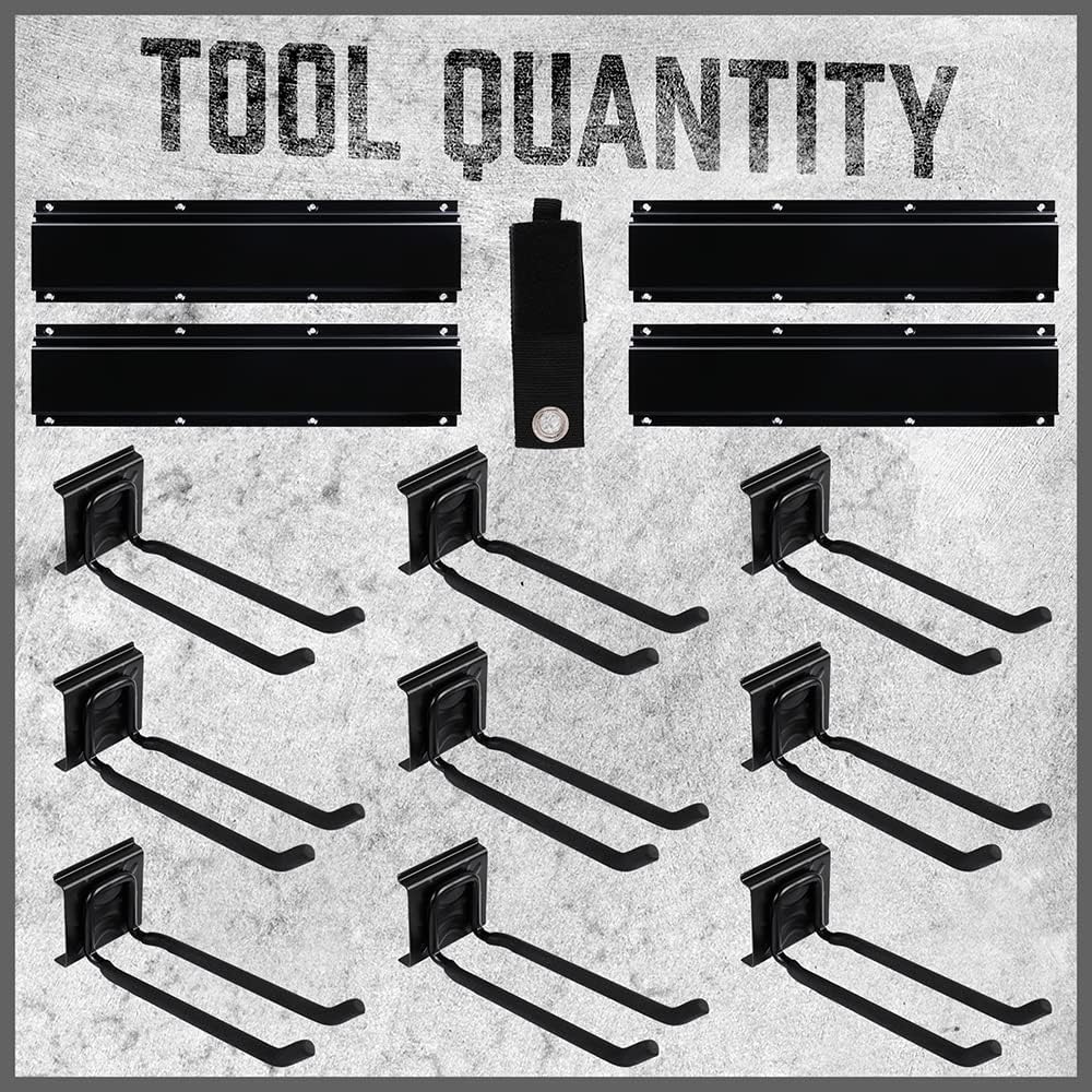 HORUSDY 14PCS adjustable heavy duty wall mount garage tool storage hook rack with steel rail system