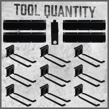 HORUSDY 14PCS adjustable heavy duty wall mount garage tool storage hook rack with steel rail system