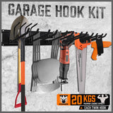 HORUSDY 14PCS adjustable heavy duty wall mount garage tool storage hook rack with steel rail system