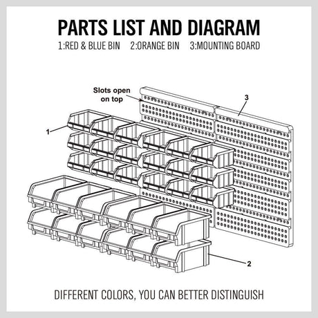 HORUSDY 30-Bin Wall Organizer Rack for Garage & Workshop