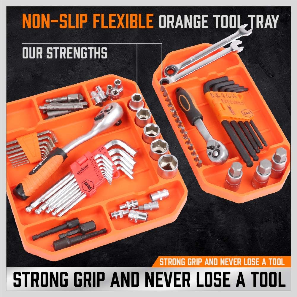 Horusdy 3PC Large Non-Slip Flexible Tool Tray | Tool Organizer Holder | Tool Storage Gift for Men