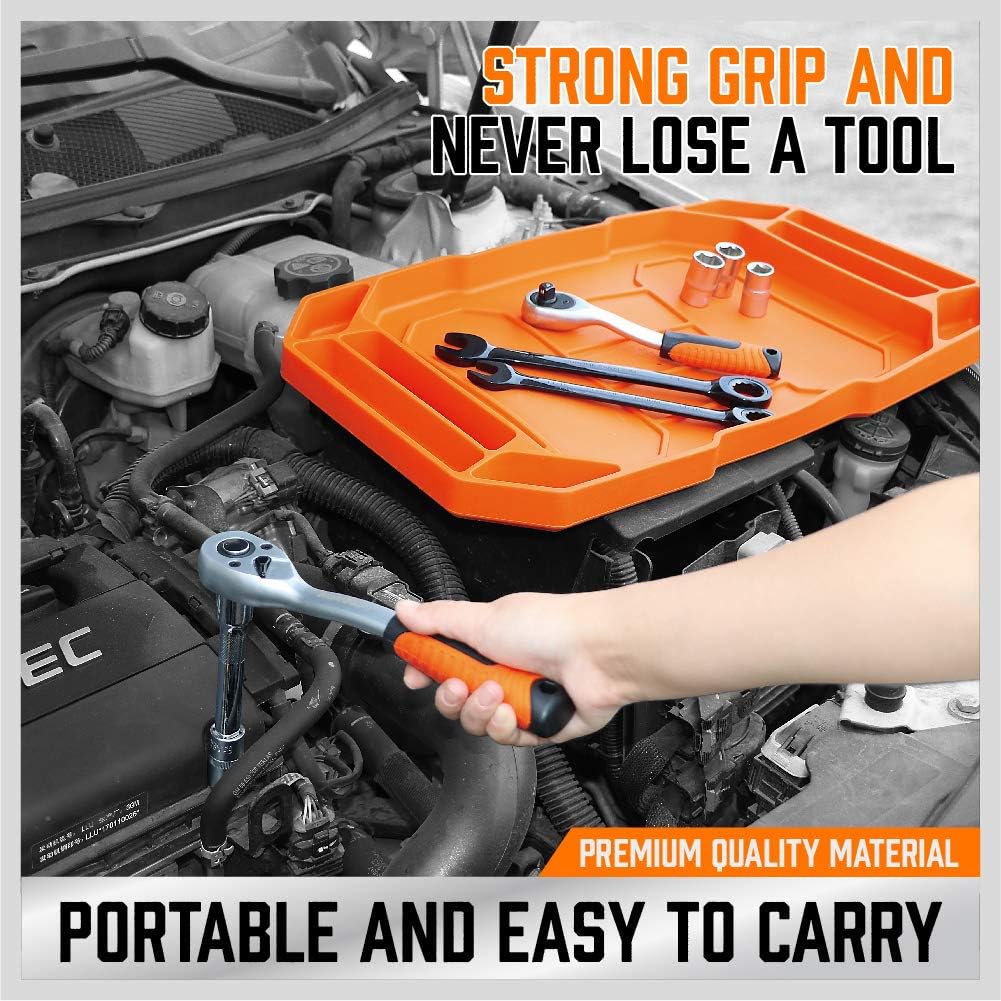 Horusdy 3PC Large Non-Slip Flexible Tool Tray | Tool Organizer Holder | Tool Storage Gift for Men