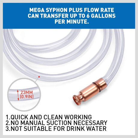 HORUSDY siphon hose pump with antistatic copper head for quick, clean fuel and liquid transfer