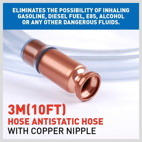 HORUSDY siphon hose pump with antistatic copper head for quick, clean fuel and liquid transfer